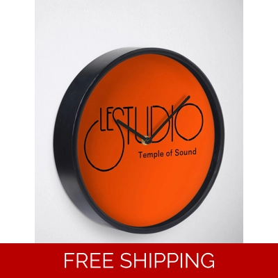 Clock Orange natural Bamboo Wood Black Logo TOS Black